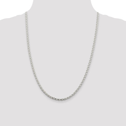 Sterling Silver 3.5mm Diamond-cut Spiga Chain Necklace 24"