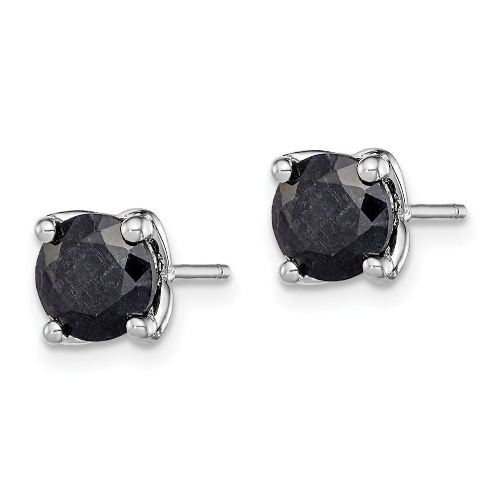 Sterling Silver Rhodium-plated Black Sapphire Stud Earrings