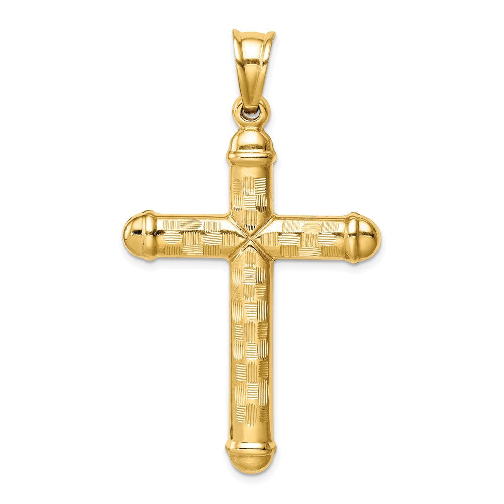 14k Yellow Gold Hollow Diamond-cut Cross Pendant