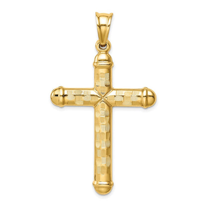 14k Yellow Gold Hollow Diamond-cut Cross Pendant