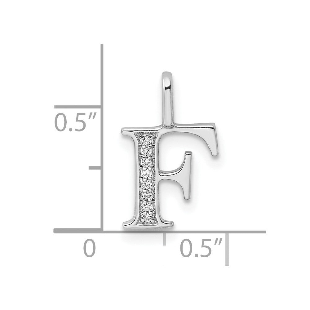 14k White Gold Diamond Letter F Initial Pendant