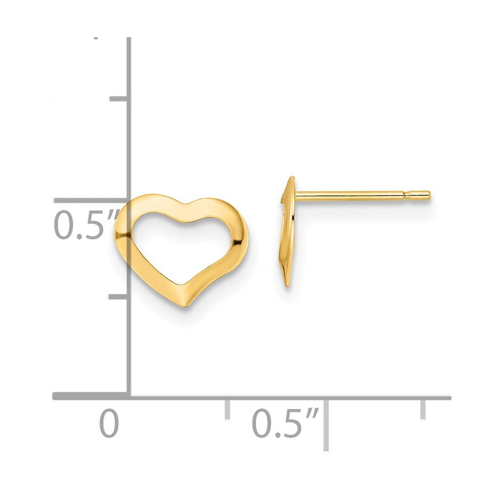 14k Yellow Gold Polished Heart Button Stud Earrings