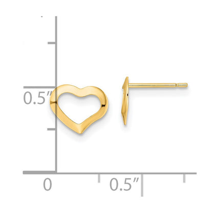 14k Yellow Gold Polished Heart Button Stud Earrings