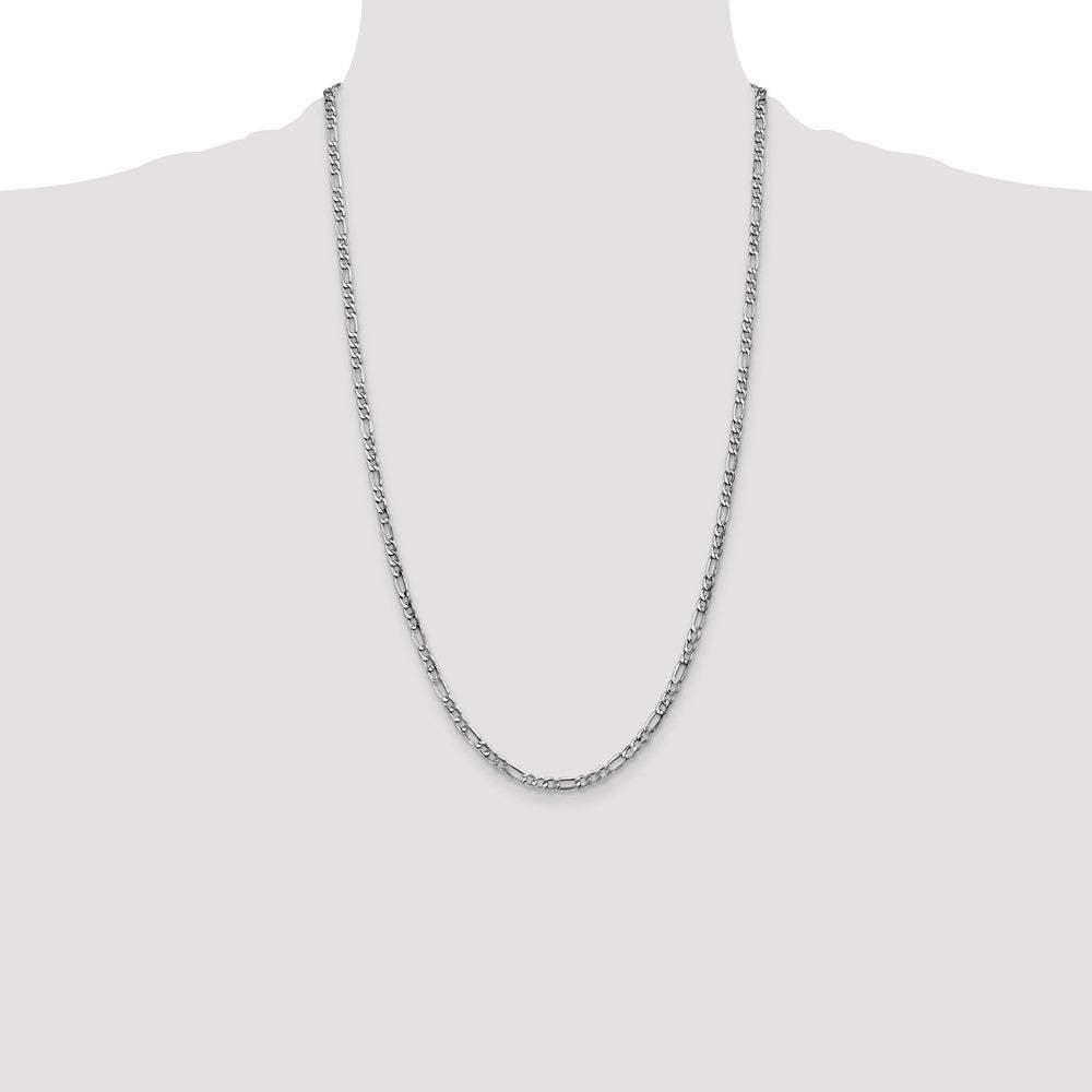 14K White Gold 3.5mm Semi-Solid Figaro with Lobster Clasp Chain Necklace 26"