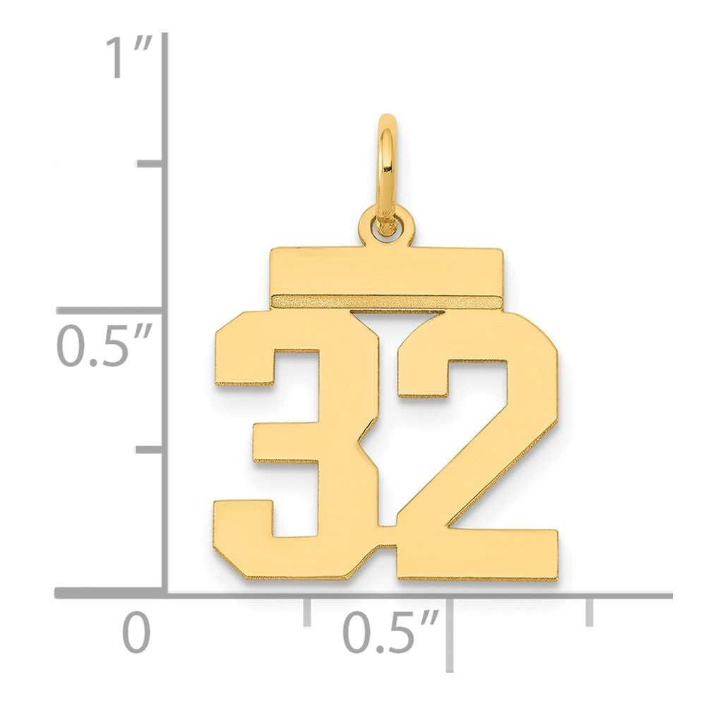 14k Yellow Gold Small Polished Number 32 Charm Pendant