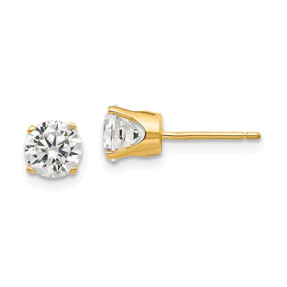 14k Yellow Gold 5.5mm Cubic Zirconia stud earrings