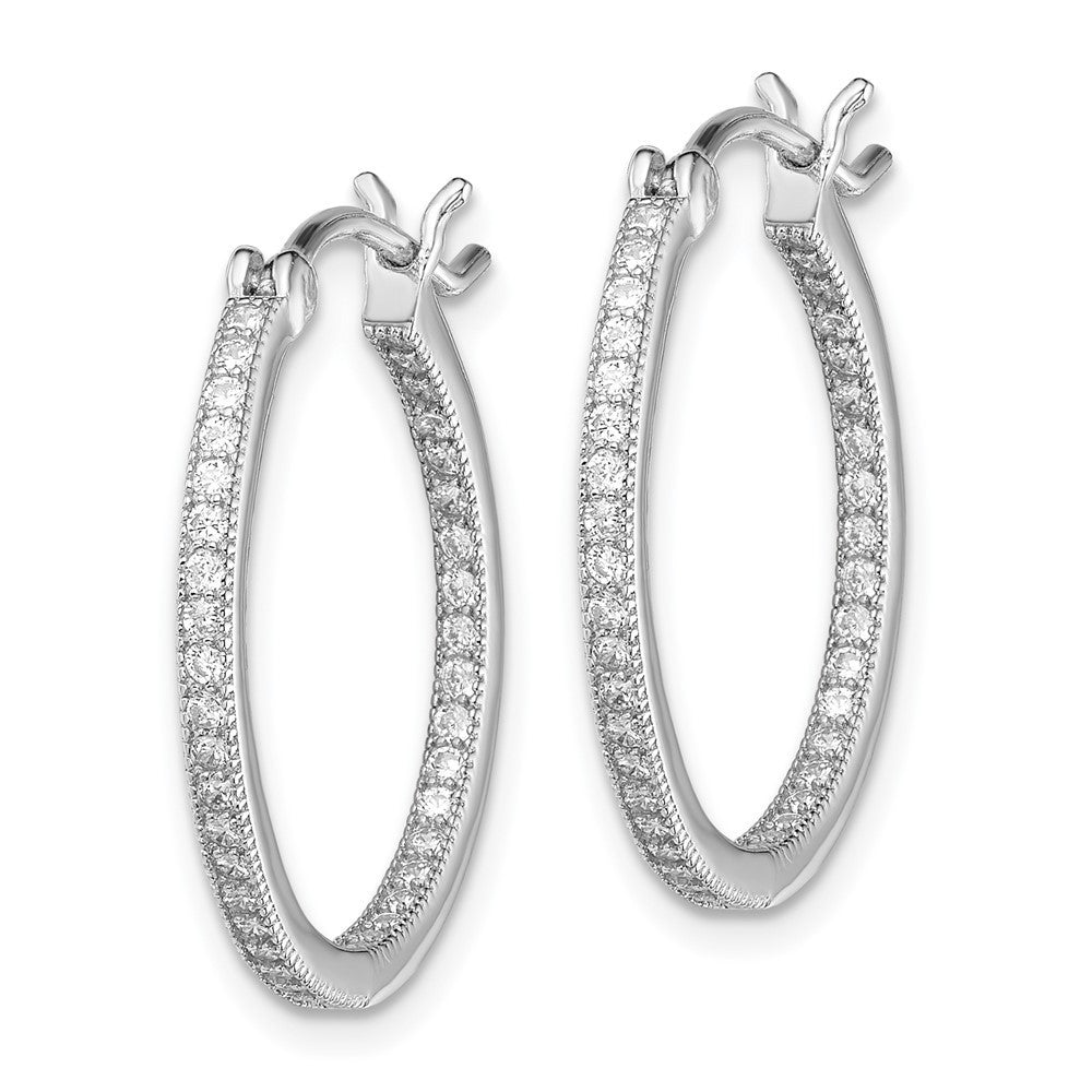 Sterling Silver Rhodium-plated Micro Pav� CZ In/Out Hoops