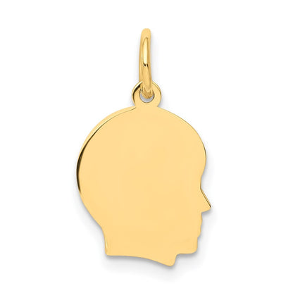 14k Yellow Gold Plain Small .035 Gauge Facing Right Boy Head Charm Pendant