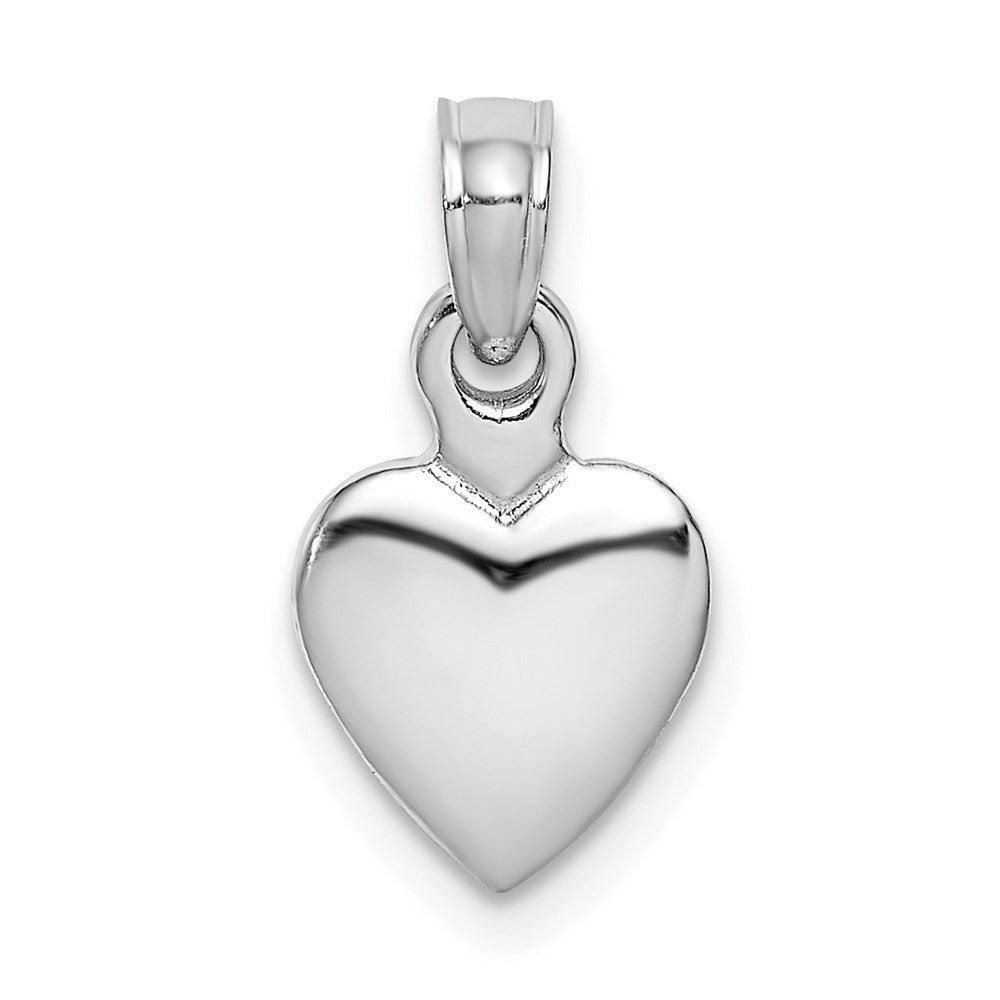 14k White Gold Polished 3D Heart Pendant