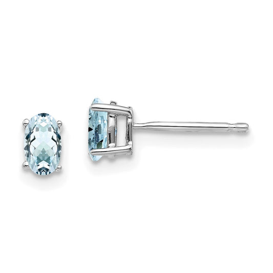 14k White Gold Aquamarine Stud Earrings