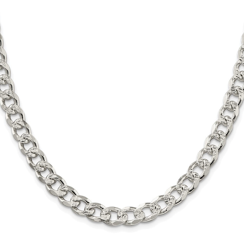 Sterling Silver Rhodium-plated 8.3mm Pav� Curb Chain Necklace 24"