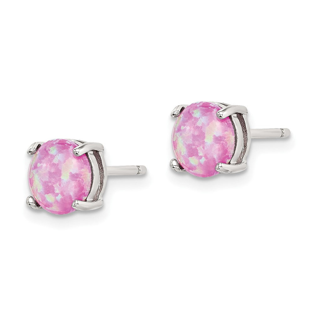 Sterling Silver Polished Pink White & Blue Created Opal Stud Earrings 3 Pair Set