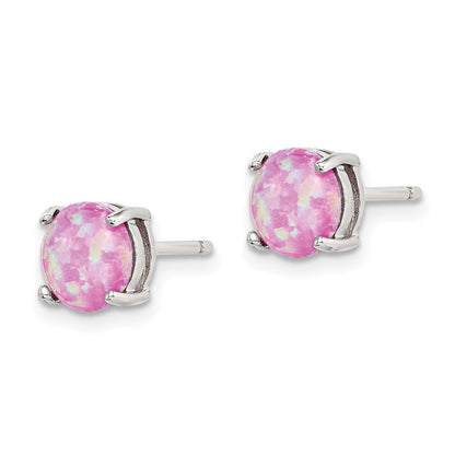 Sterling Silver Polished Pink White & Blue Created Opal Stud Earrings 3 Pair Set