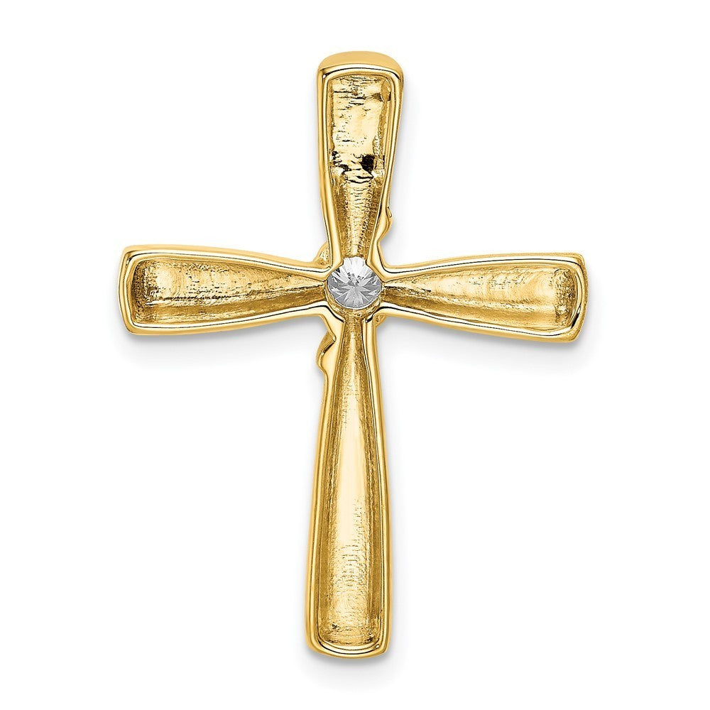 14k Yellow Gold Polished Diamond Cross Chain Slide