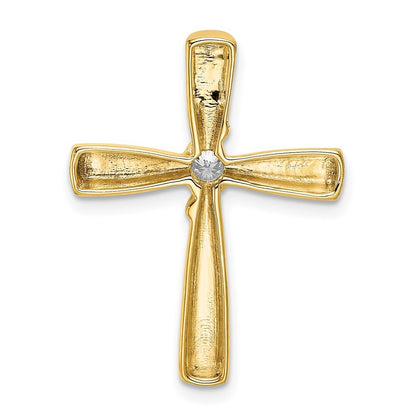 14k Yellow Gold Polished Diamond Cross Chain Slide
