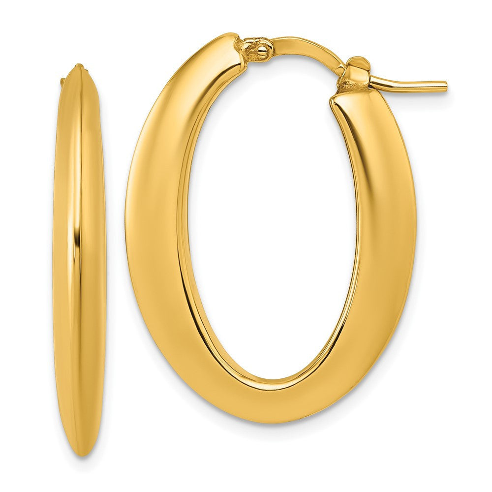 14k Yellow Gold Polished Oval Hoop Earrings