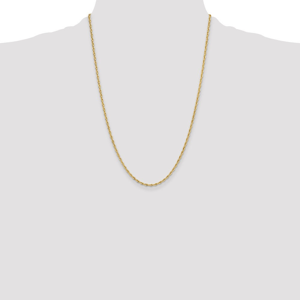 14k Yellow Gold 2.5mm Semi-Solid Rope Chain Necklace 24"
