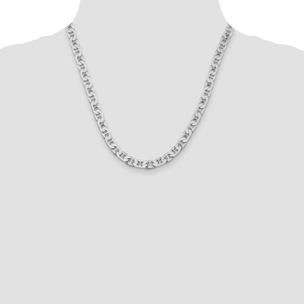 Sterling Silver Rhodium-plated 6.5mm Flat Anchor Chain Necklace 20"