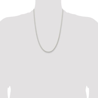 Sterling Silver 3.7mm Round Spiga Chain Necklace 24"