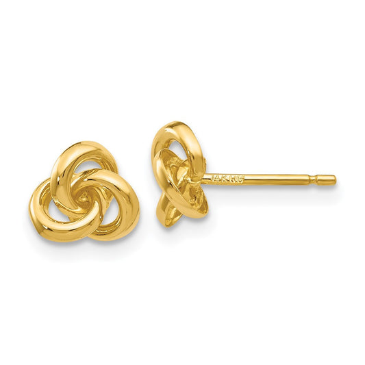 14k Yellow Gold Trinity Knot Stud Earrings