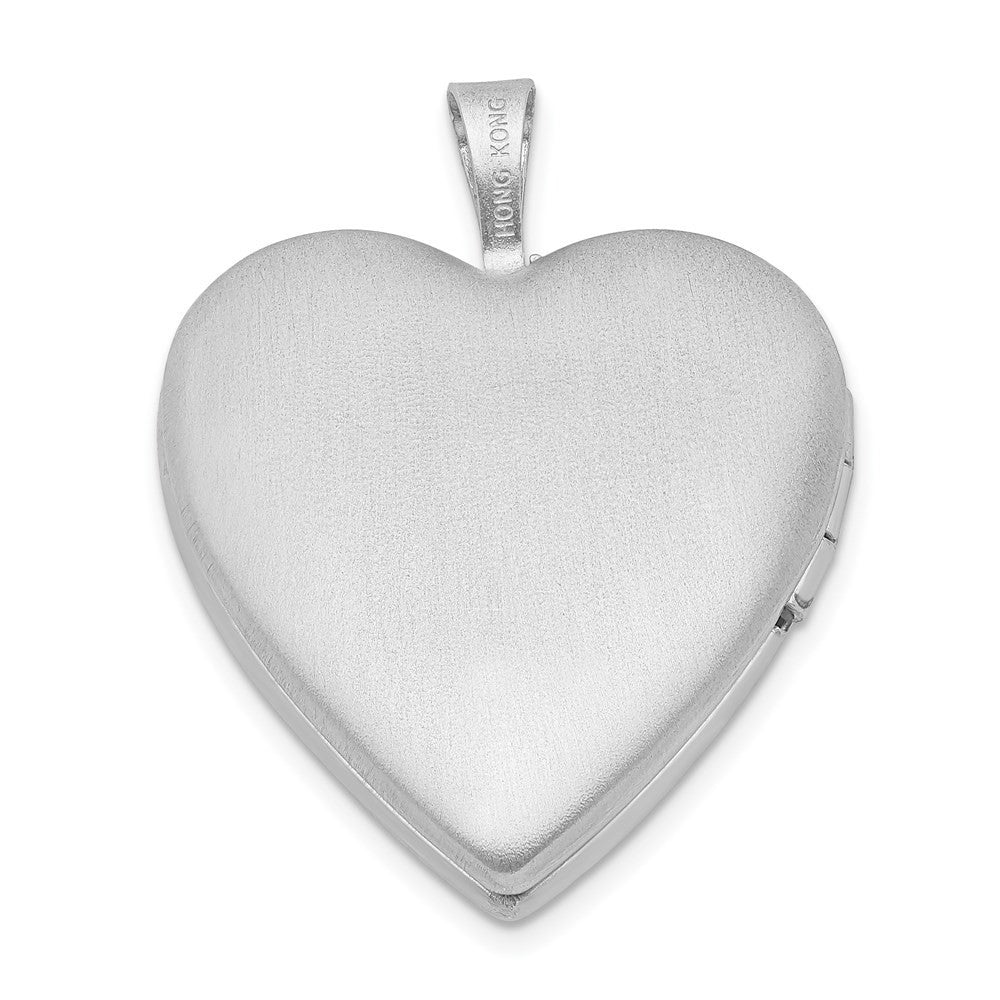 Sterling Silver Rhodium-plated Diamond & CZ Heart Locket Pendant