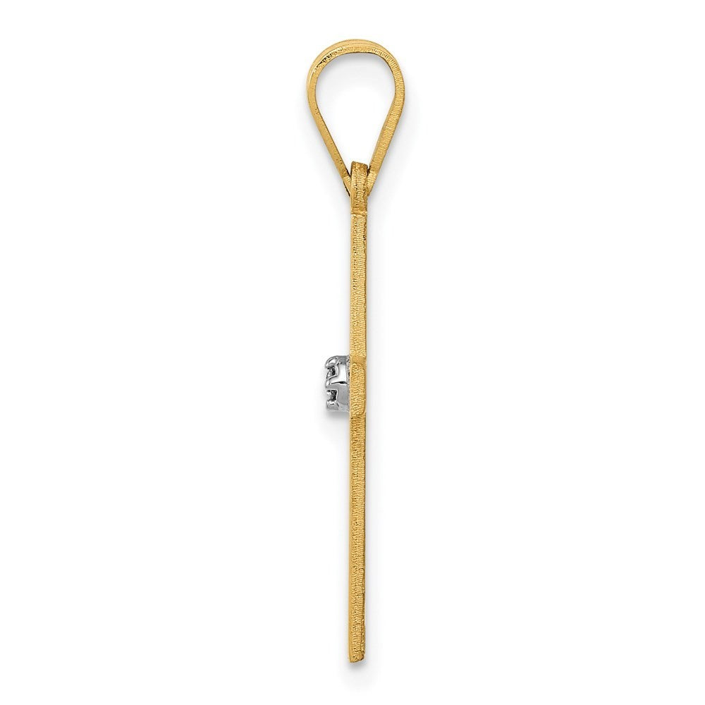 14k Yellow Gold Polished .01ct. Diamond Cross Pendant