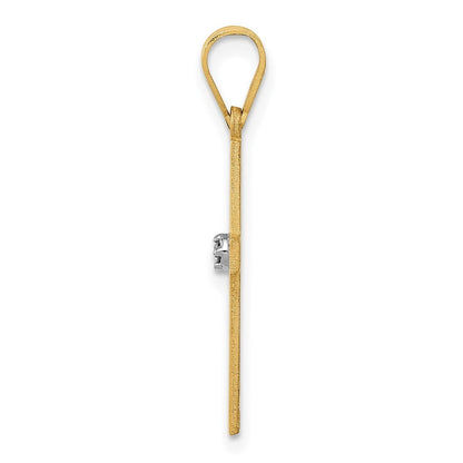 14k Yellow Gold Polished .01ct. Diamond Cross Pendant