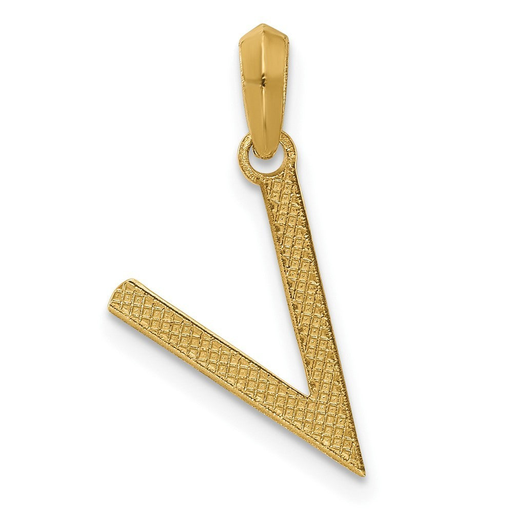 14k Yellow Gold Fancy Letter V Initial Pendant