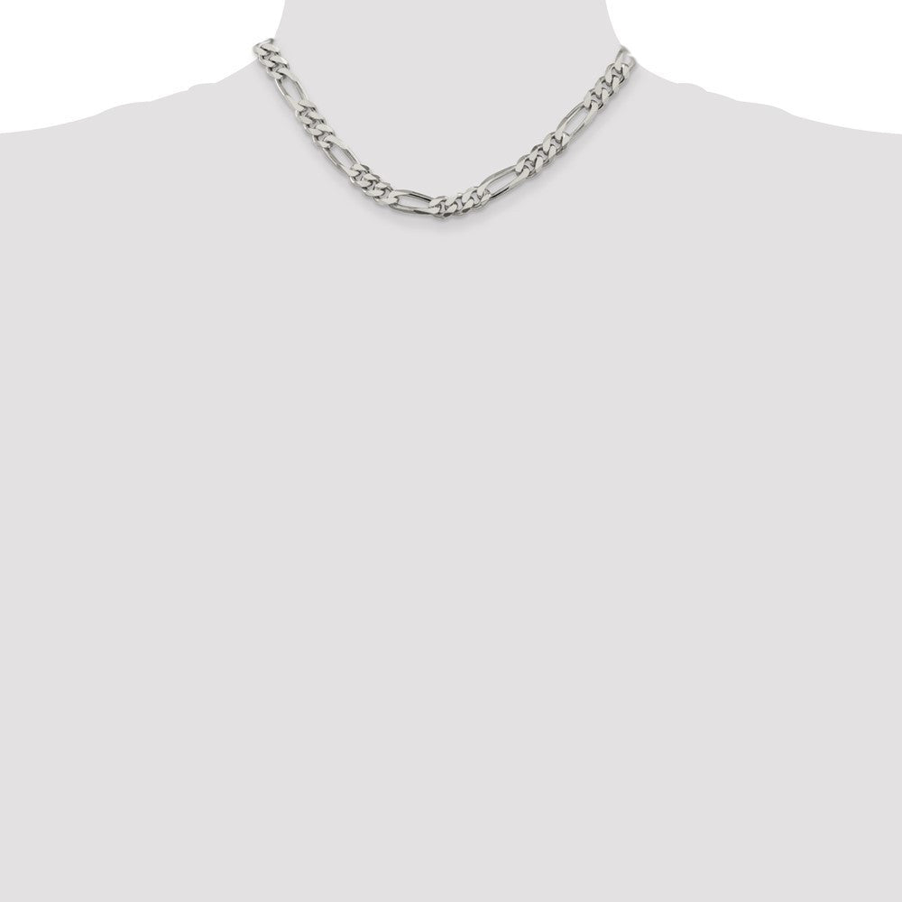 Sterling Silver 8mm Figaro Chain Necklace 16"