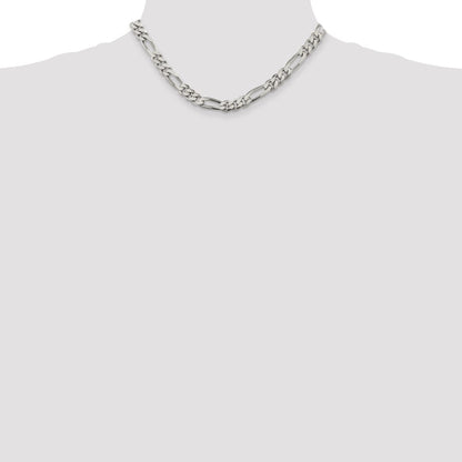 Sterling Silver 8mm Figaro Chain Necklace 16"