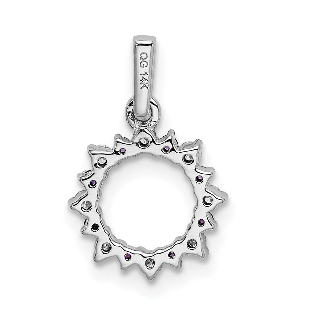 14k White Gold Diamond and .08 Amethyst Fancy Circle Pendant