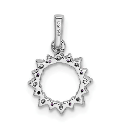 14k White Gold Diamond and .08 Amethyst Fancy Circle Pendant