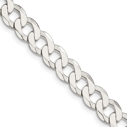 Sterling Silver 7.5mm Flat Curb Chain Necklace 24"