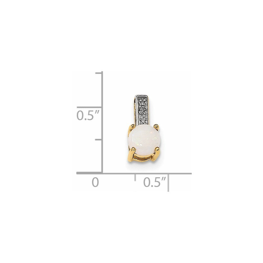 14k Yellow Gold Diamond and Opal Polished Pendant