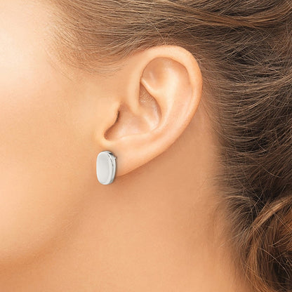 Sterling Silver Polished Oval Button Stud Earrings