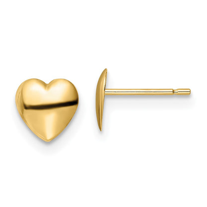 14k Yellow Gold Polished Heart Stud Earrings