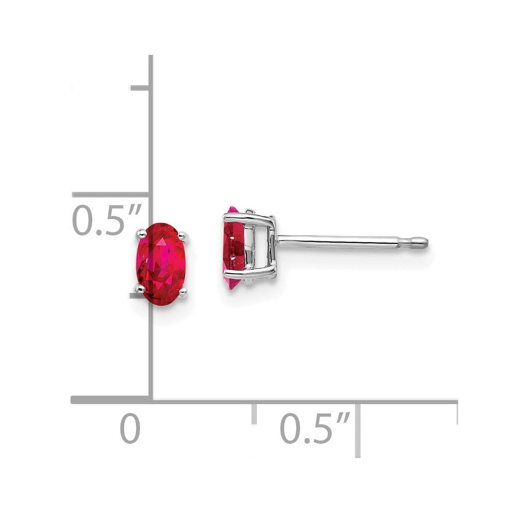 14k White Gold Ruby Stud Earrings