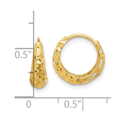 14k Yellow Gold Polished Diamond-cut Hoop Earrings