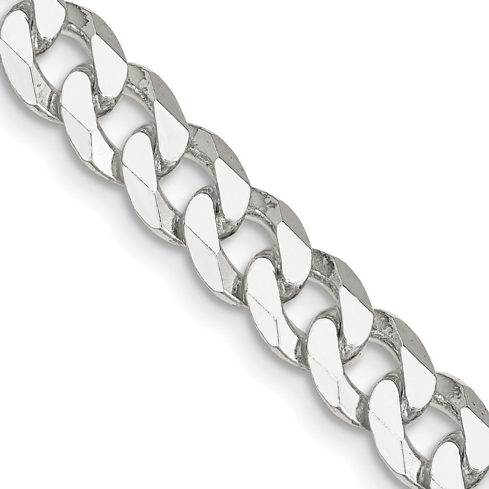 Sterling Silver 7mm Beveled Curb Chain Necklace 20"