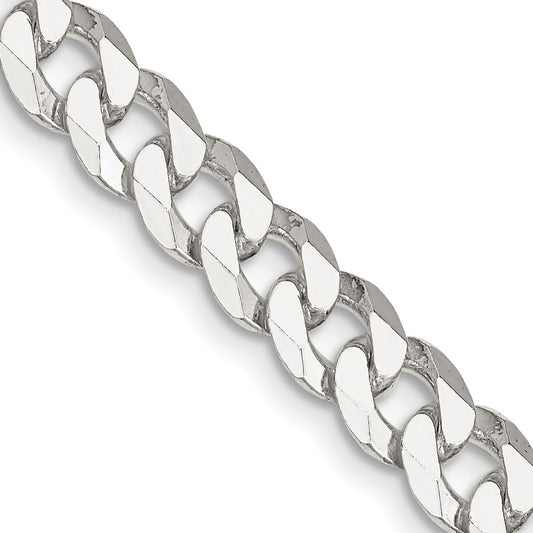 Sterling Silver 7mm Beveled Curb Chain Necklace 20"