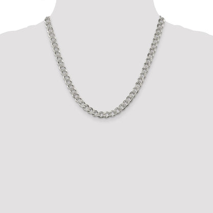 Sterling Silver 7.5mm Pav� Curb Chain Necklace 20"