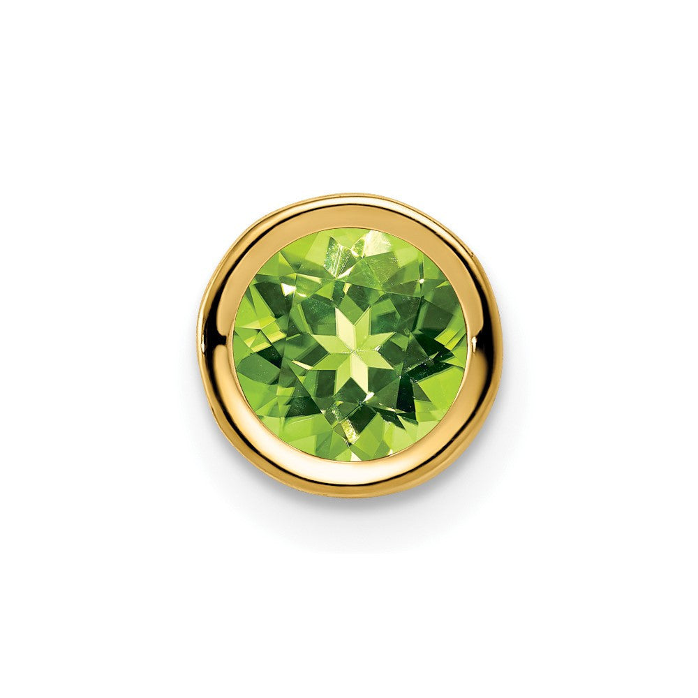 14k Yellow Gold 6mm Peridot bezel pendant