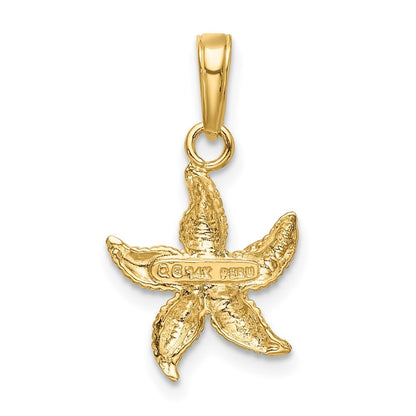 14k Yellow Gold with White Rhodium Starfish Pendant
