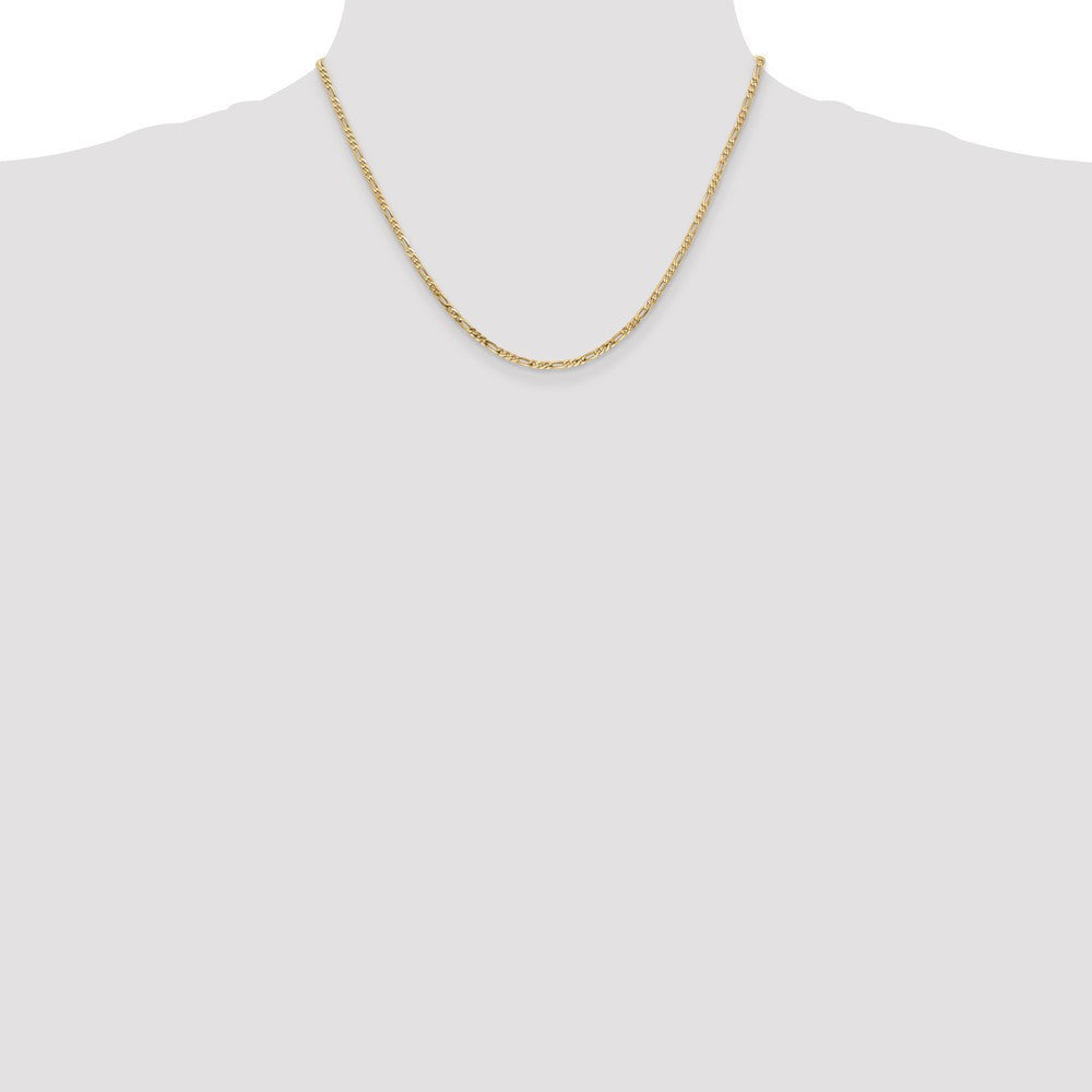 14k Yellow Gold 2.25mm Flat Figaro with Lobster Clasp Chain Necklace 18"