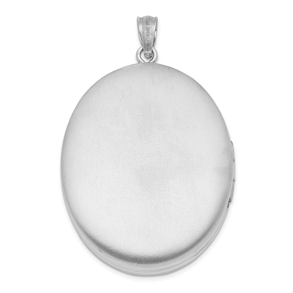 Sterling Silver Rhodium-plated Diamond Polished 34mm Oval Locket Pendant