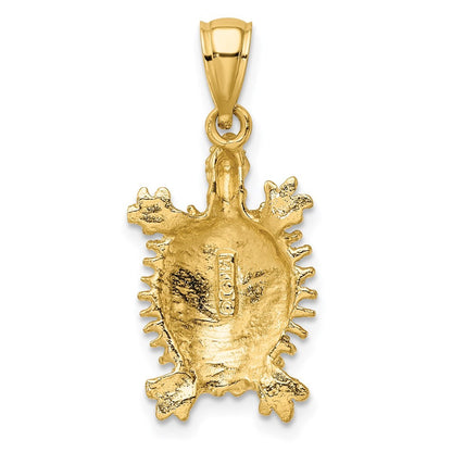 14k Yellow Gold Land Turtle Charm Pendant