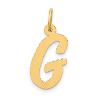 14k Yellow Gold Medium Script Letter G Initial Charm Pendant
