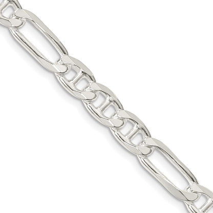 Sterling Silver 6.5mm Figaro Anchor Chain Necklace 22"