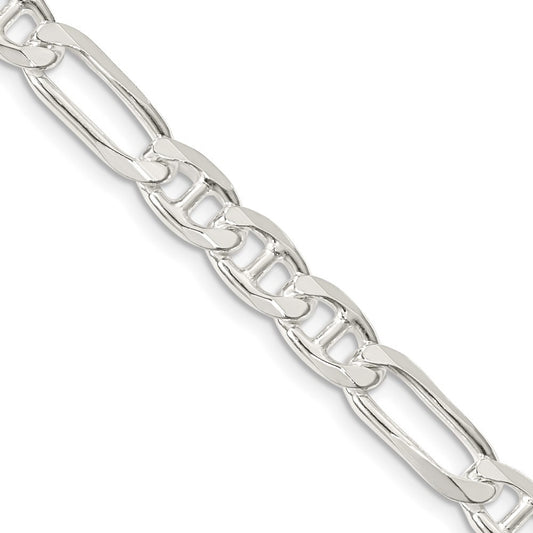 Sterling Silver 6.5mm Figaro Anchor Chain Necklace 22"