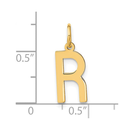 14k Yellow Gold Letter R Initial Pendant